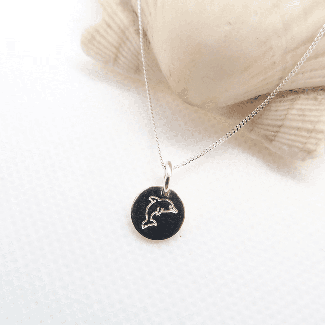 Engraved Dolphin Charm Necklace