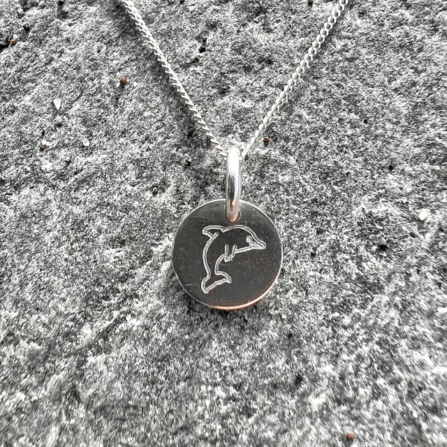 Engraved Dolphin Charm Necklace